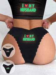 Women's Glow-in-the-Dark Briefs with Wave Pattern Letter Print Knit Fabric Lingerie