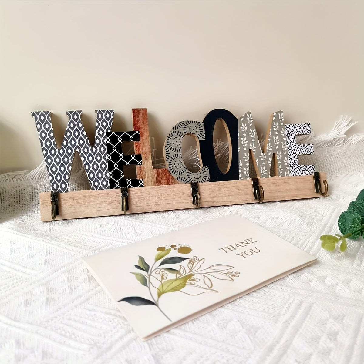 Letter Design Wall Key Holder for Door Hat Bag Housewarming Gift