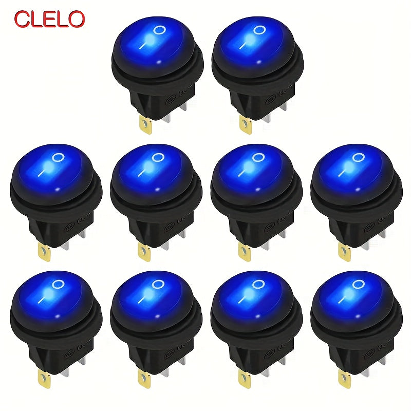 Interruptor de palanca LED azul redondo de 12V 20A para barcos, coches, autocaravanas y camiones