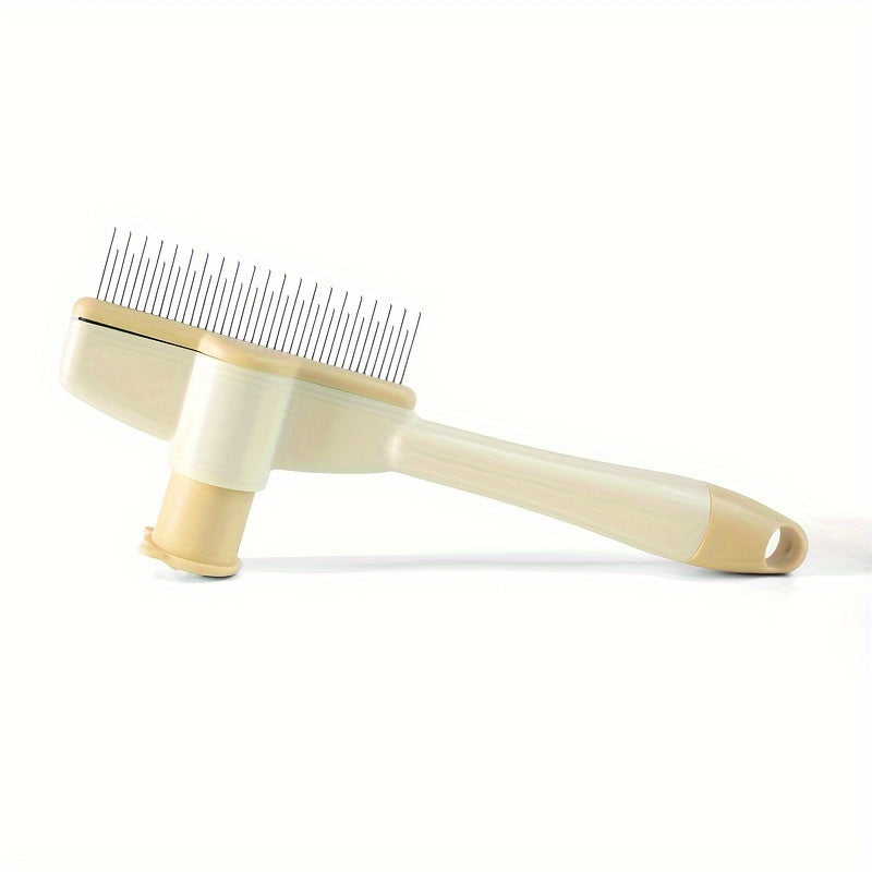 Self-Cleaning Stainless Steel Cat Grooming Comb for Detangling and Fur Removal