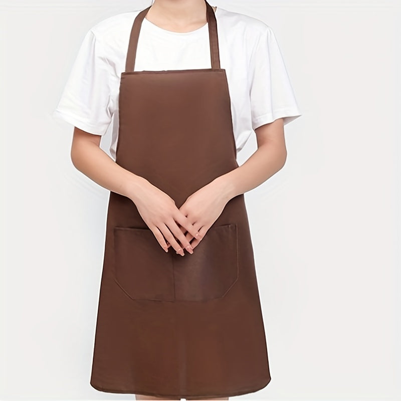 Waterproof Polyester Apron with Pockets for Cooking BBQ and Salon Use in Red Black Pink