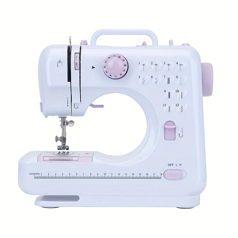 Portable Electric Sewing Machine with 12 Stitches Adjustable Speed Reverse Function for Beginners Purple