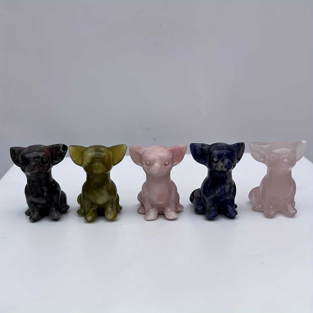 Crystal Chihuahua Dog Carving Natural Crystal Home Decor Office Decor Gift