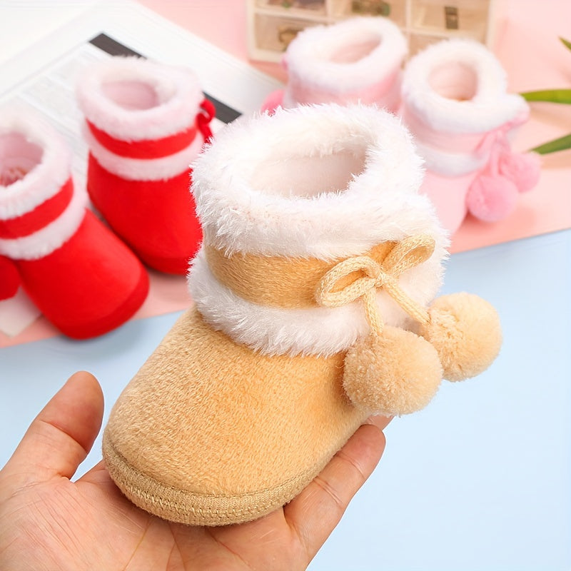 Baby Shoes for 0-12 Months Soft Bottom Warm Velvet Winter Socks Ankle High Toddler Learning Shoes