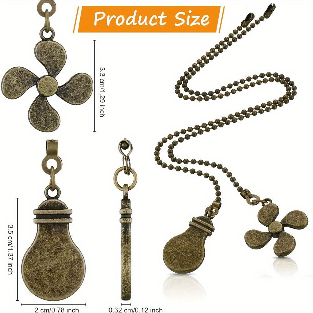 8pcs Bronze Star Ceiling Fan Pull Chains with 30.48cm Extension and Light Bulb Connector