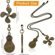 8pcs Bronze Star Ceiling Fan Pull Chains with 30.48cm Extension and Light Bulb Connector