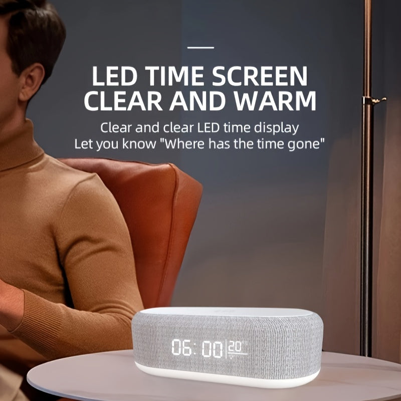 Wireless Charging Station with Alarm Lamp Night Light Clock Thermometer for iPhone and Android