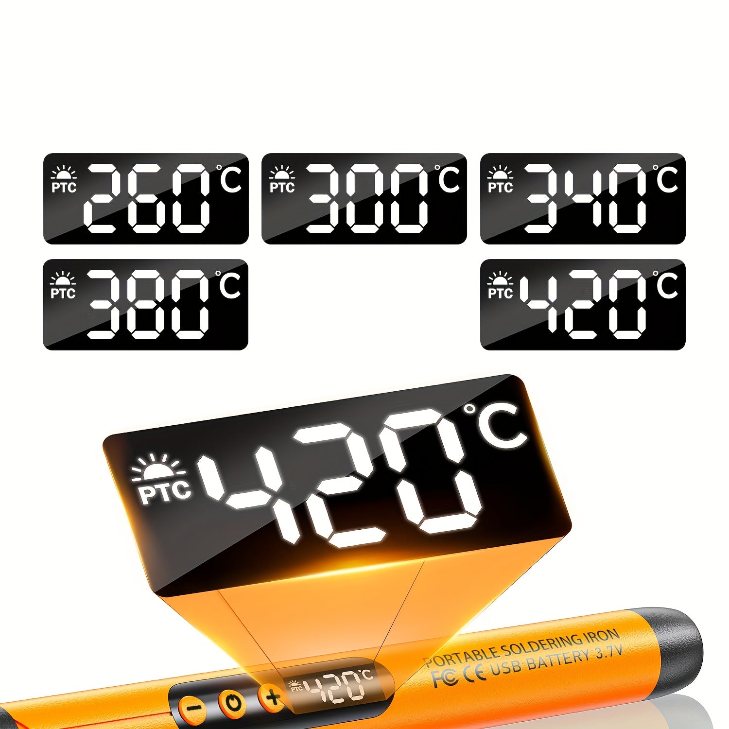 USB Rechargeable Soldering Iron with LCD Temp Display Ceramic Heating Adjustable 260-420°C Portable Welding Tool