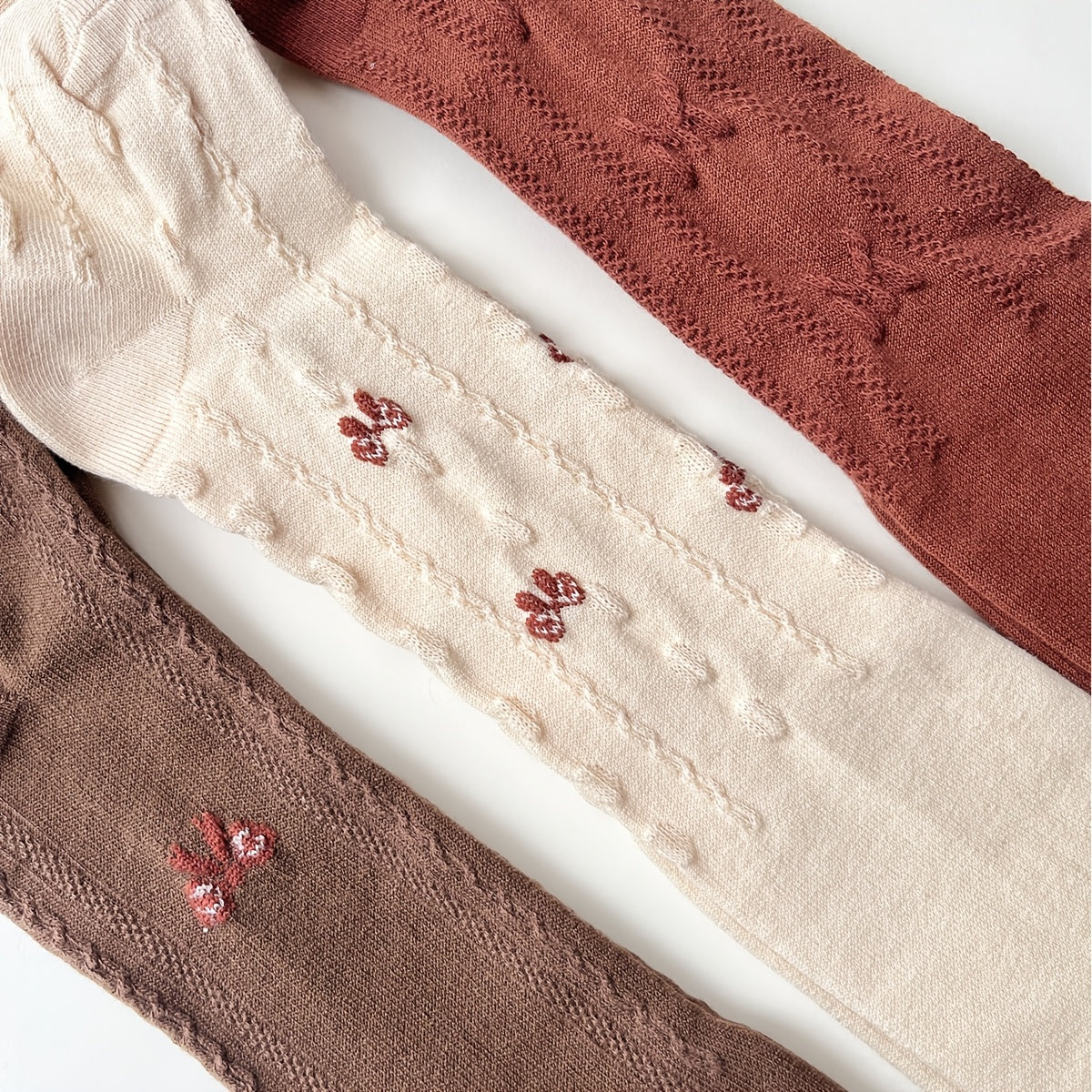 Girls' 3-Pack Bow-Knot Pattern Tights Polyester Knit All-Season