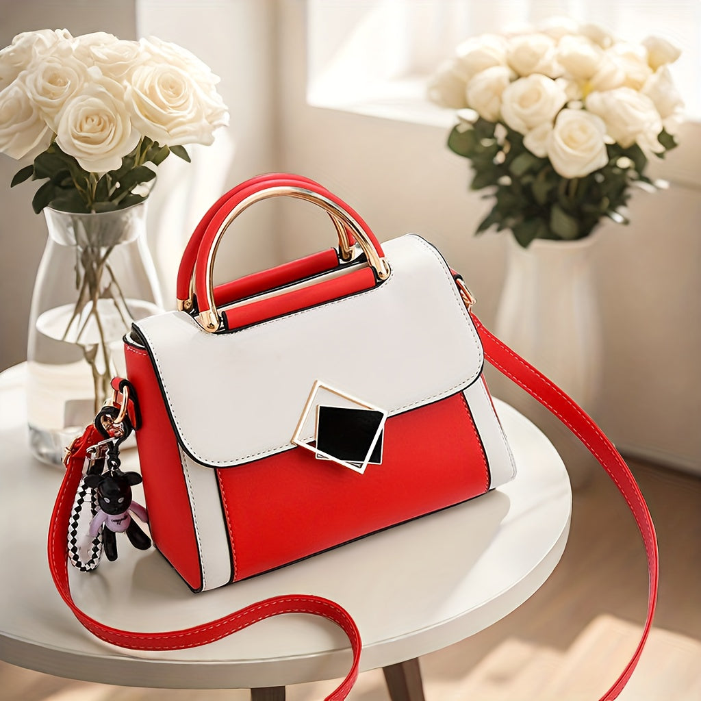 Bolso de mano cruzado para mujer de PU de color sólido, casual y elegante para uso diario en 2024