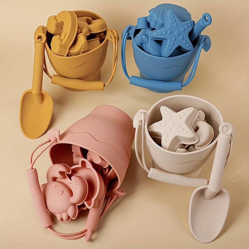 8 ta bolalar plyaj o'yinchoqlari to'plami, qum kashlaklari bilan, BPA-siz silikon, yozgi tashqi o'yin uchun