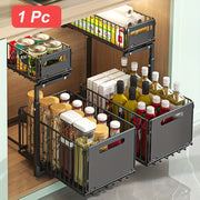 Black Metal Under Sink Organizer 2-Tier Pull-Out Shelf for Kitchen Bathroom Storage