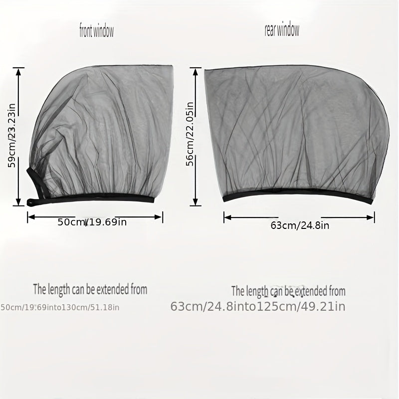 2/4 dona Avtomobil oynasi pardasi qora polyester maxfiylik quyosh nuri himoyasi old va orqa