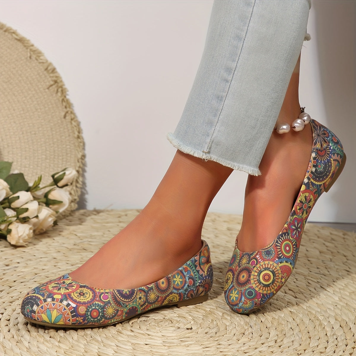 Women's Flat Shoes Bohemian Style Light Comfortable for Independence Day