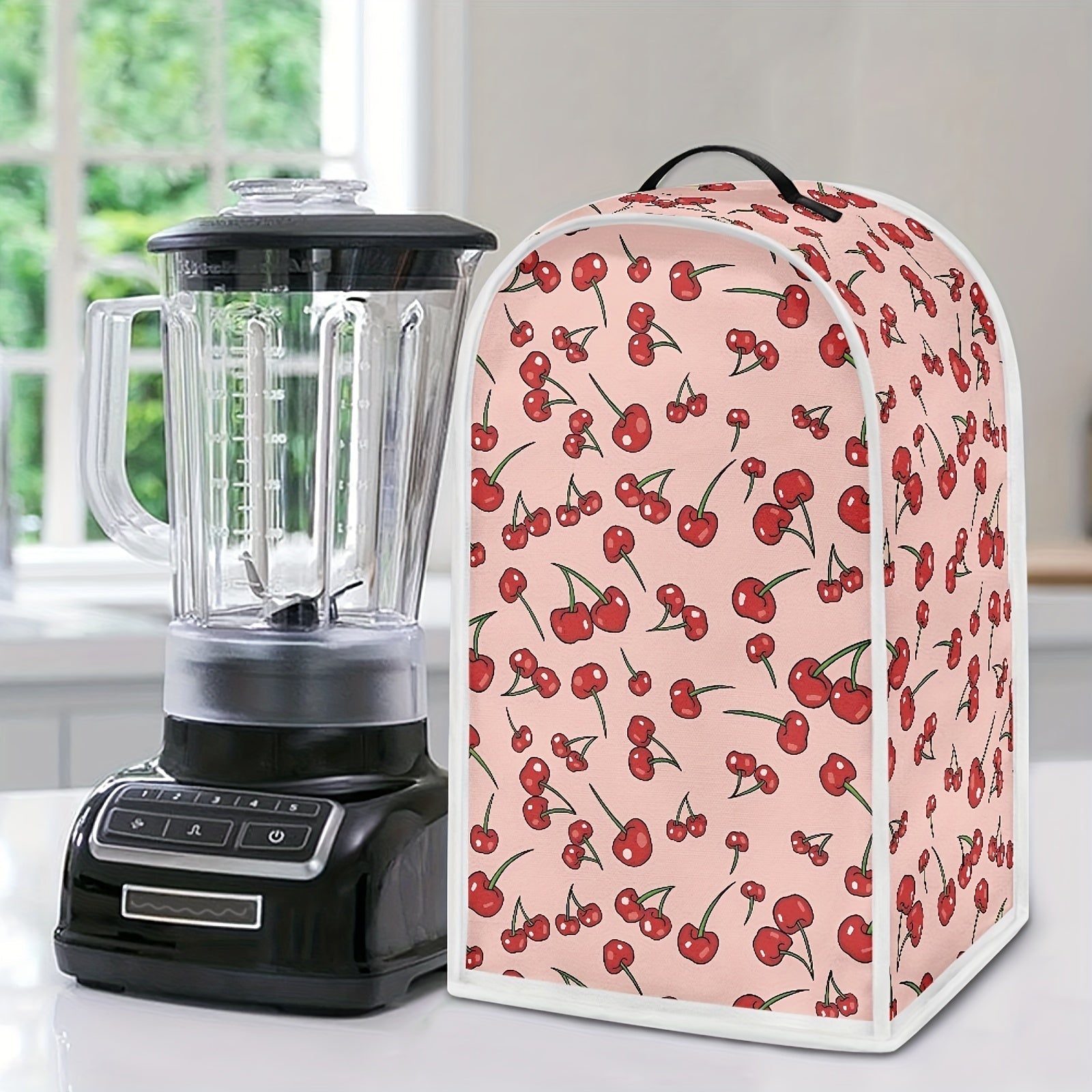 Pink Strawberry-Themed Kitchen Blender Dust Cover with Handle