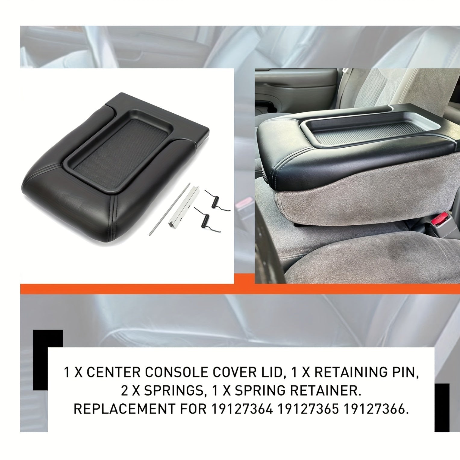 Center Console Cover Lid Replacement Kit for SUV Truck with Pins Springs Hinge