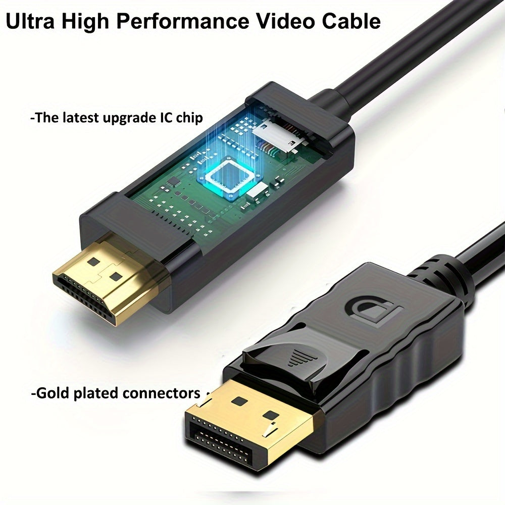 182.88cm 4K Gold-Plated DisplayPort to HDTV Cable for Desktop Laptop Projector Gaming