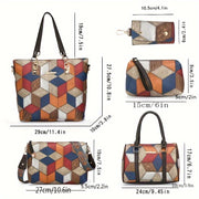 Fashionable Patchwork Crossbody Handbag for Office and Casual Use