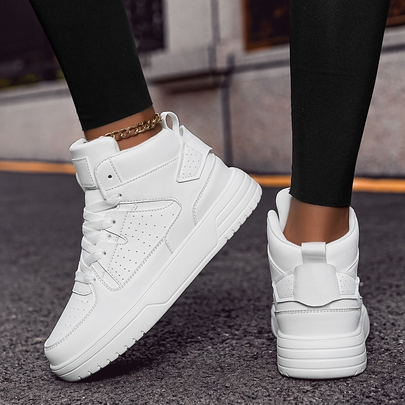 Women’s Casual High-Top Sneakers Breathable Lace-Up Sports Shoes