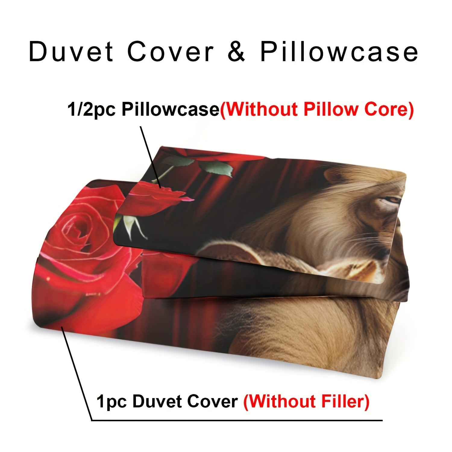 2/3 Pieces Duvet Cover Set King Size Animal Print Polyester Soft and Comfortable for Boys and Girls