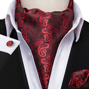 Men's Elegant Silk Paisley Attire Set with Tie Pocket Square Cufflinks for Weddings