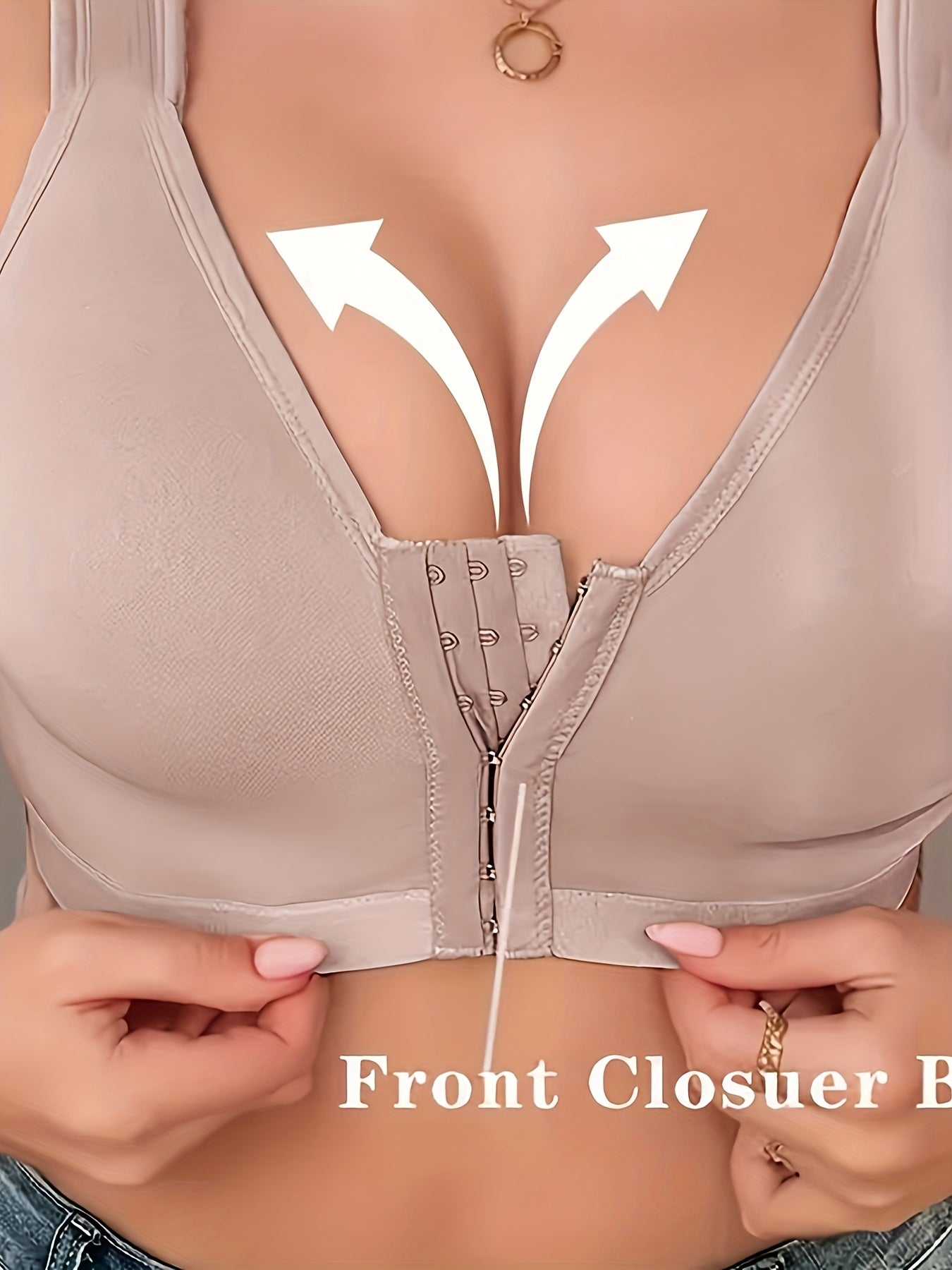 Women's Plus Size Sports Bra with Front Button Closure Adjustable Straps Shockproof Support