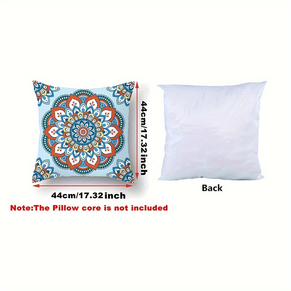 Bohemian Ethnic Style Throw Pillow Cover with Mandala Pattern 44cm Square