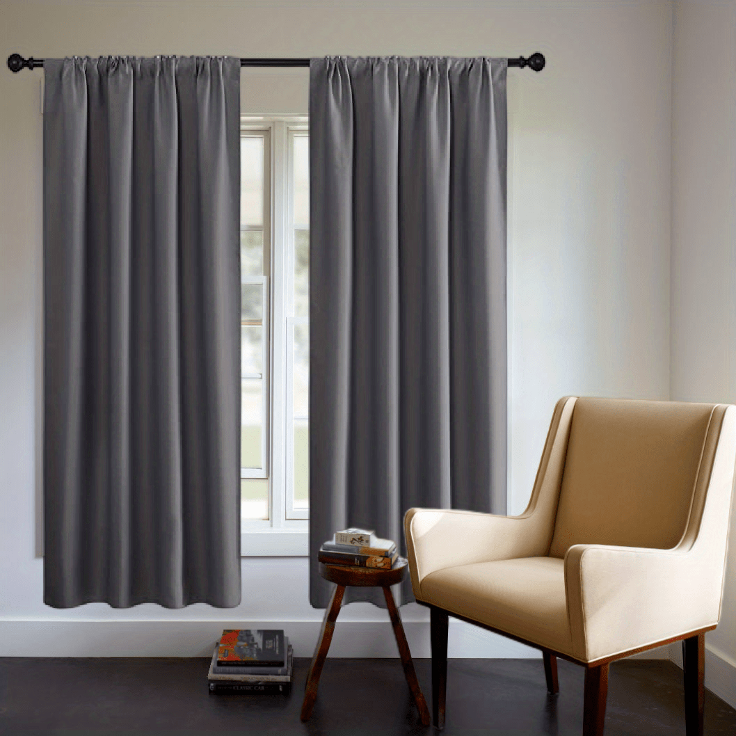 Blackout Curtain Panel Thick Rod Pocket Light Blocking Insulation Bedroom 200g