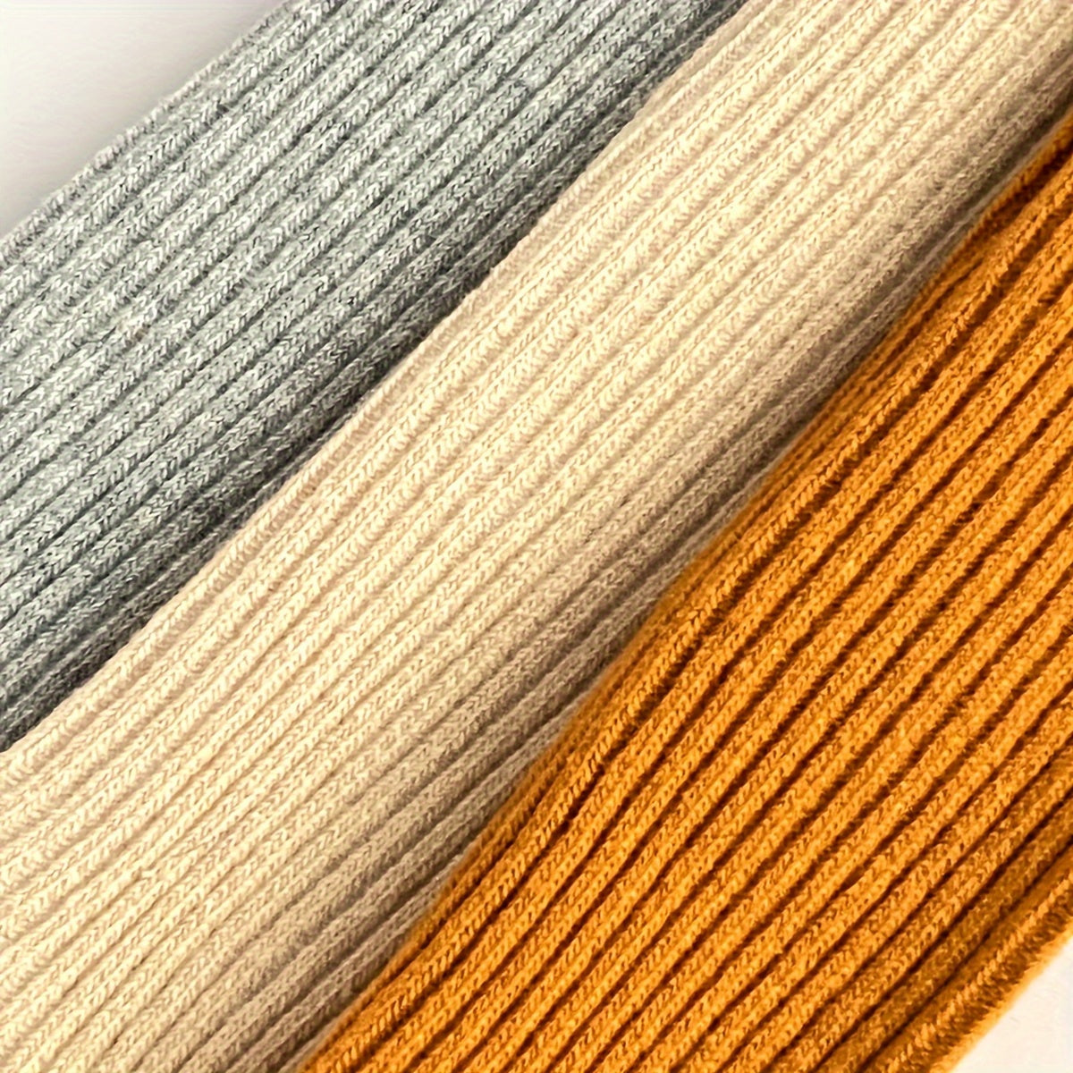 Girls' Socks 3-Pack Breathable Knit Leggings Socks for All-Season in Light Gray Beige Brown