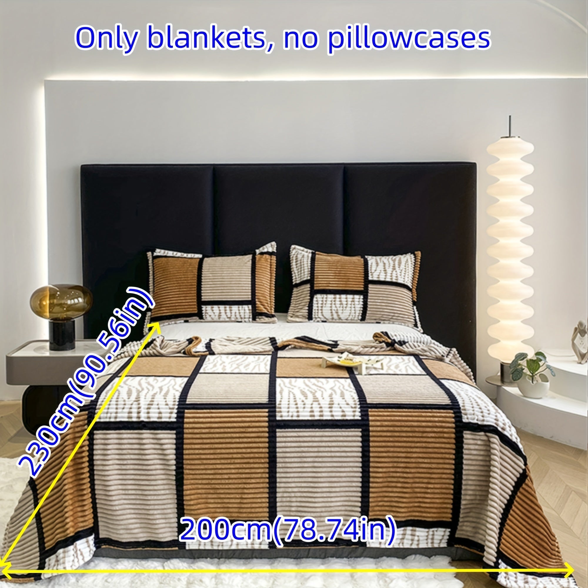 Striped Grid Blanket Lightweight Breathable All-Season Sofa Bed Travel 1 Piece