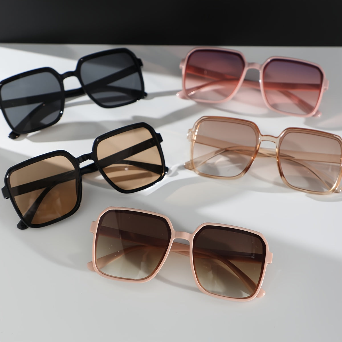 5-Pack Women's Oversized Square Glasses with Anti-Reflective PC Lenses and Plastic Frames