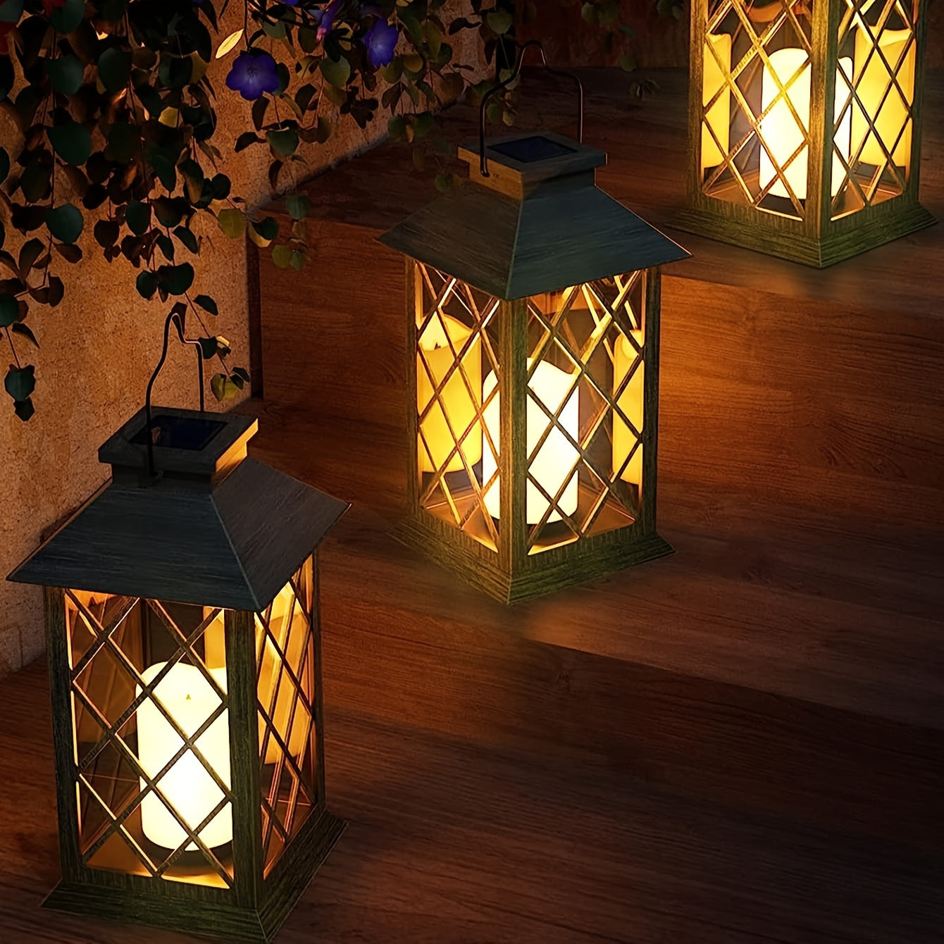 Solar Powered Outdoor Candle Light with Built-in LED Hanging Garden Yard Patio Porch