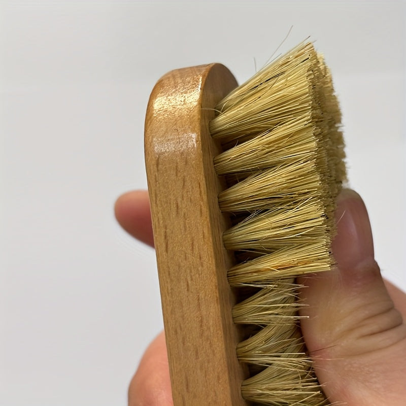 Unisex Solid Wood Horsehair Shoe Brush Oiling and Cleaning Tool