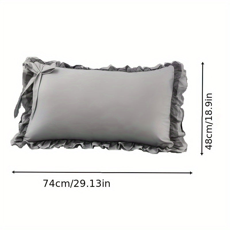 Solid Color Ruffle Lace Pillowcase for Autumn Winter, 1 Piece