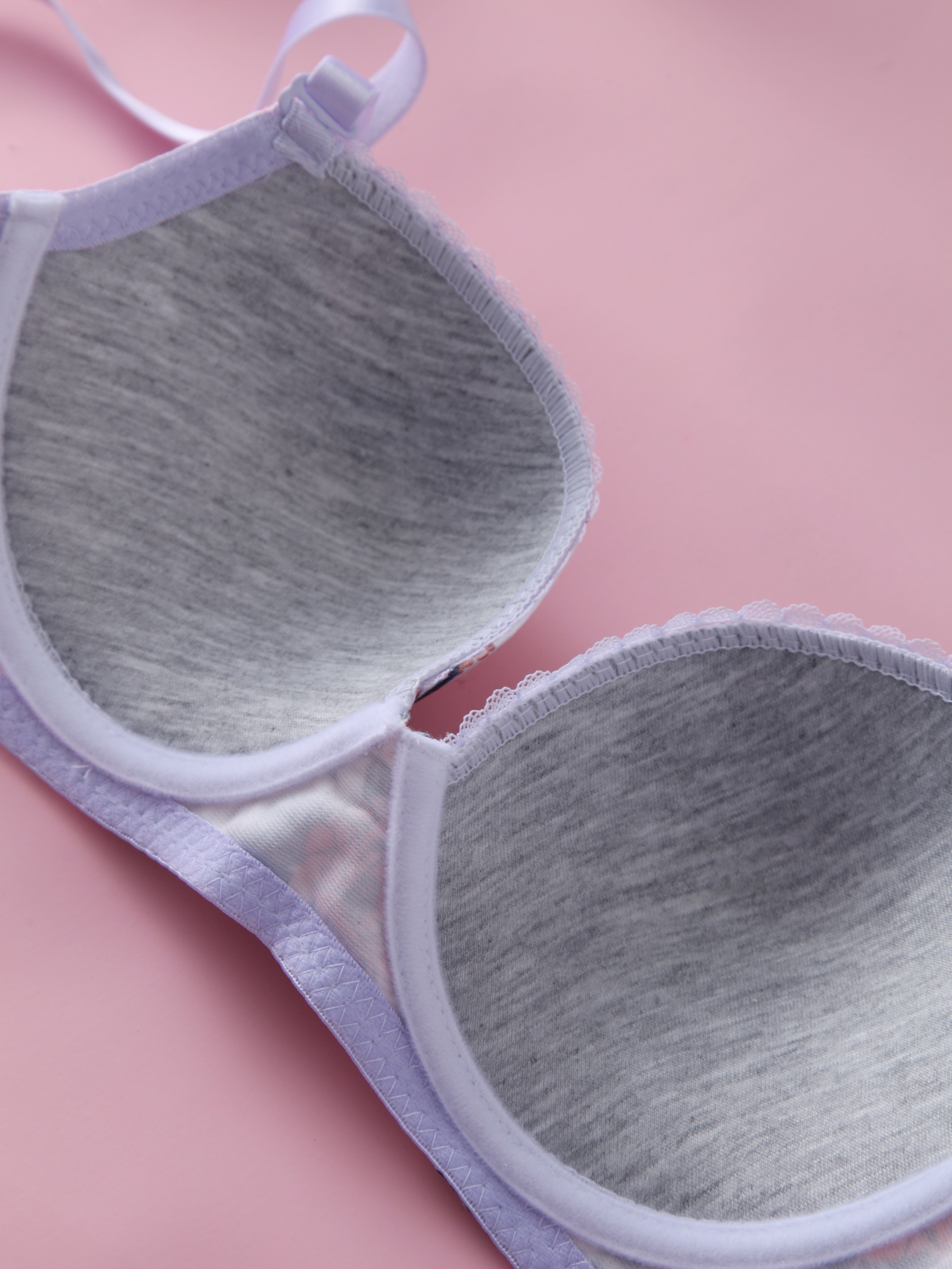 Floral Print Lingerie Bra Set with Steel Ring Detail for Women