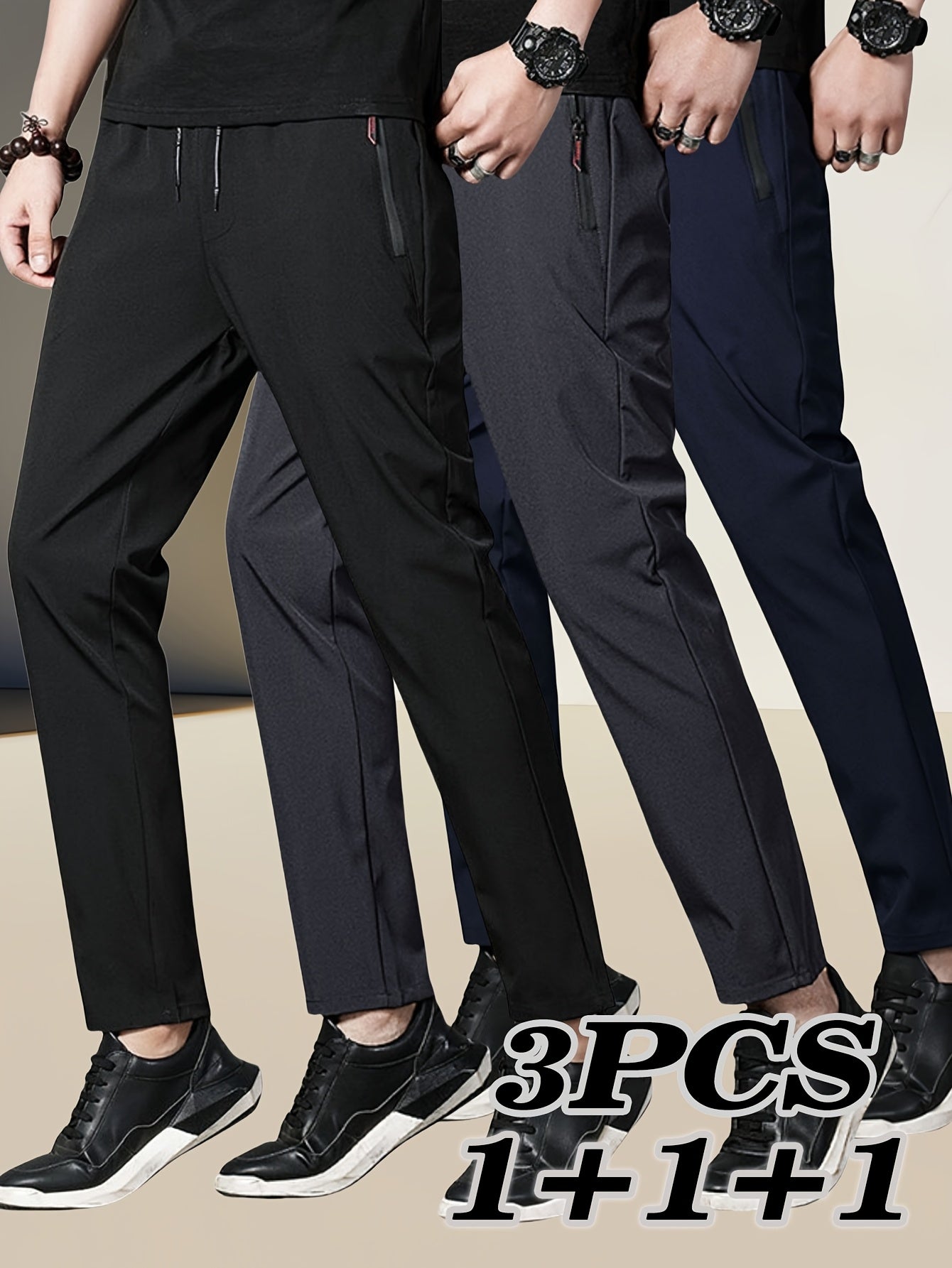 Pantalones joggers casual de gran tamaño para hombre, sudaderas de poliéster, color sólido, elásticos, primavera y verano