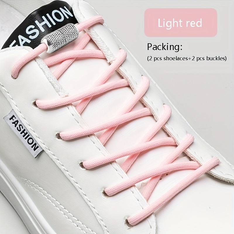 Unisex Elastic No-Tie Shoelaces Round Tapered Durable Acetate Cord