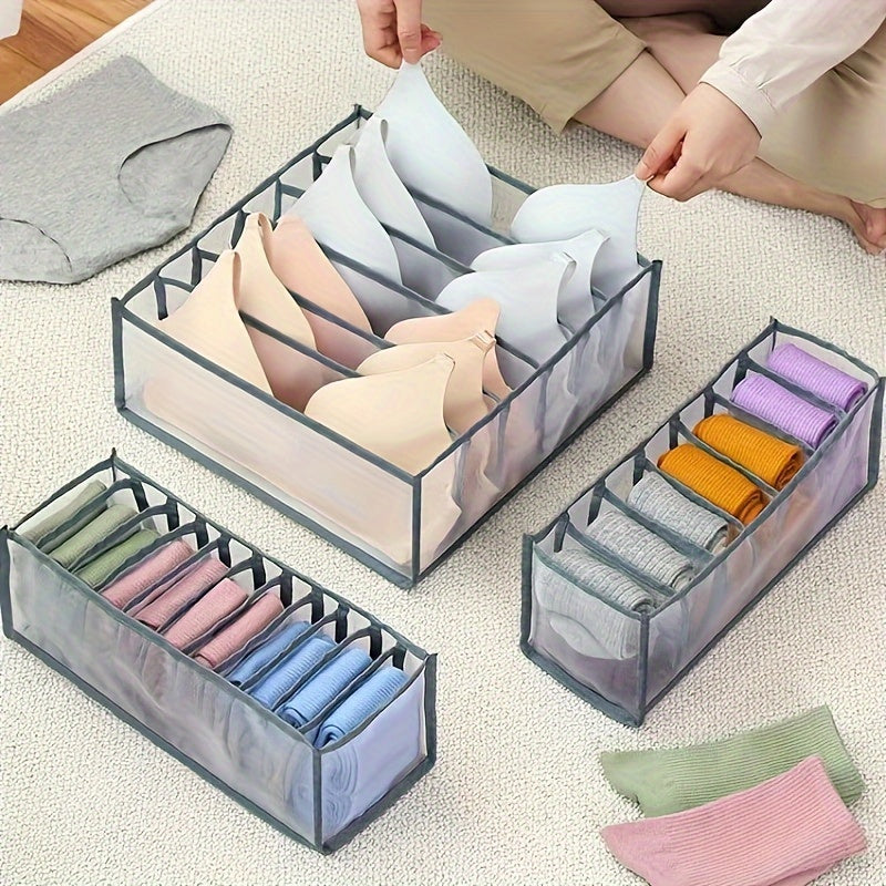 Underwear Storage Box with Three Compartments Drawer Organizer for Socks and Panties