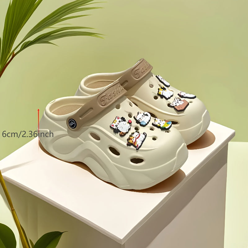 Women's Summer Hollow Shoes Lightweight EVA Thick Sole Garden Beach Shoes