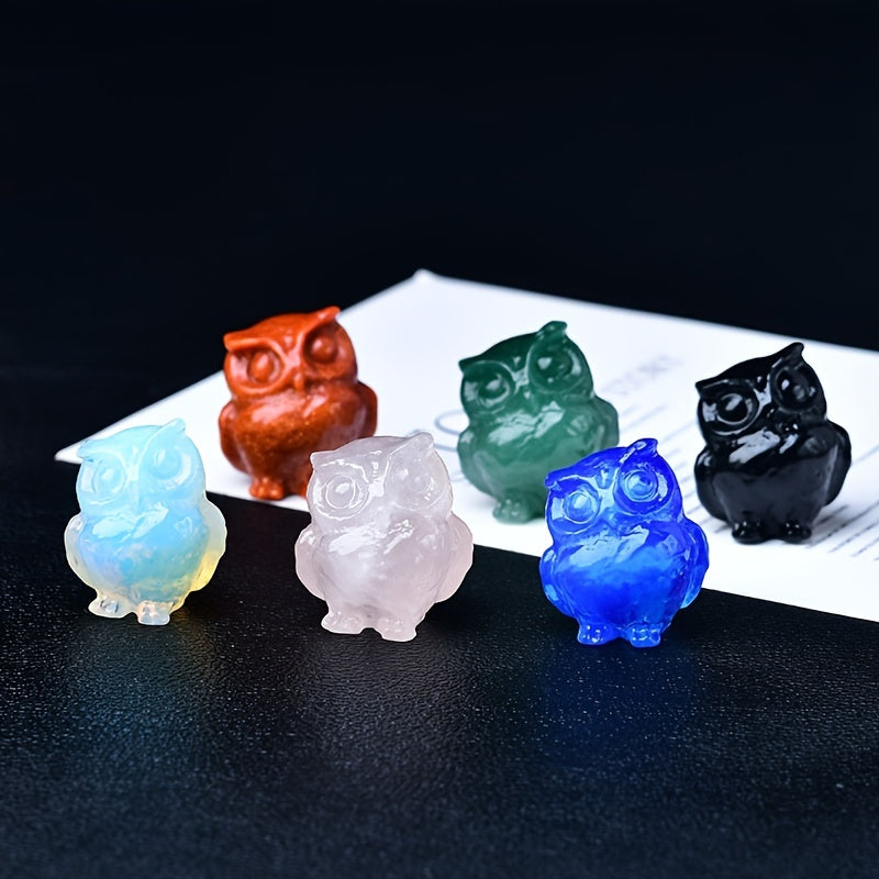 Crystal Carved Owl Figurine for Home Decor and Gift