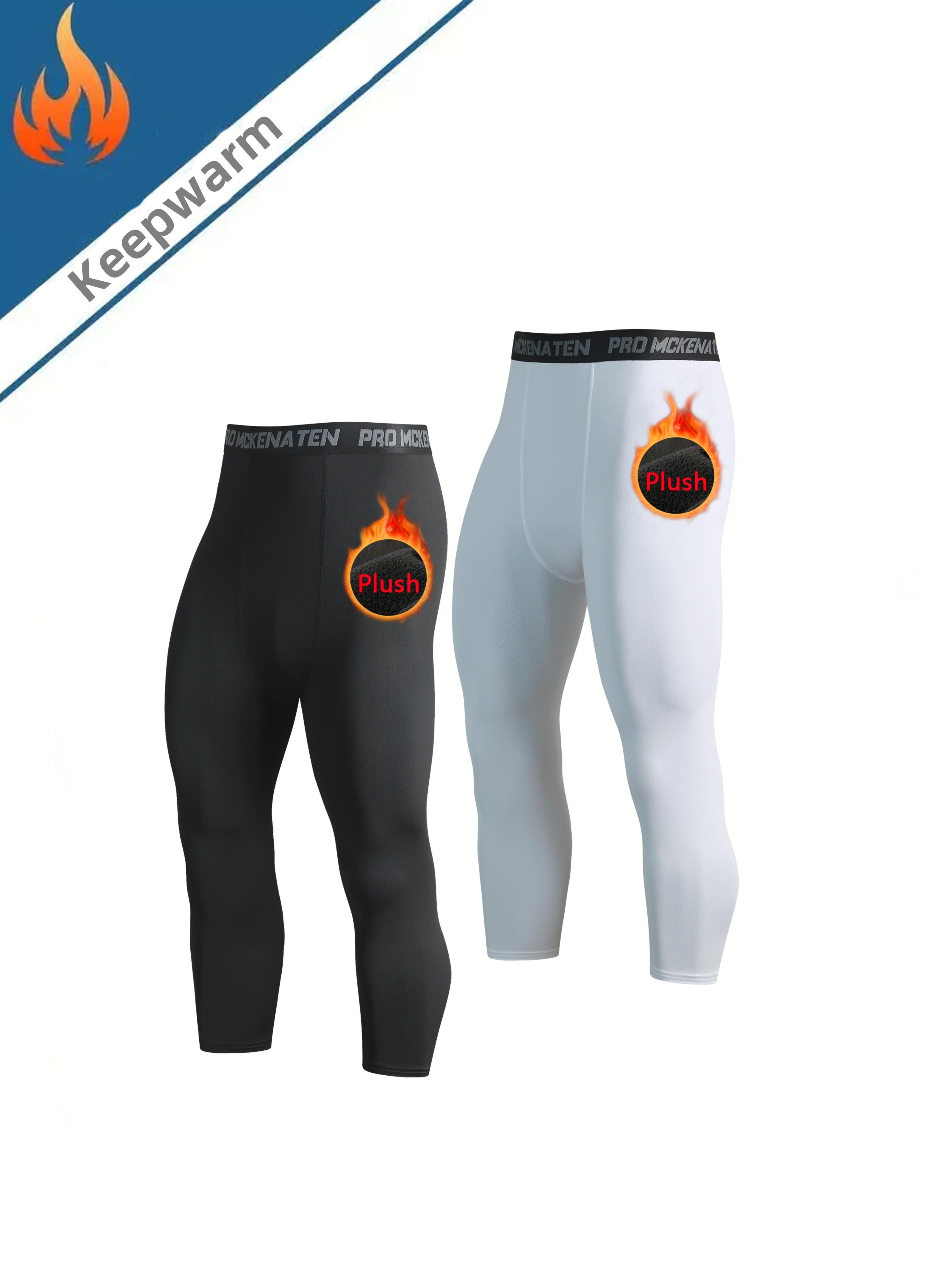 Leggings cortos de compresión para hombre con forro de felpa para correr, entrenamiento, poliéster y spandex
