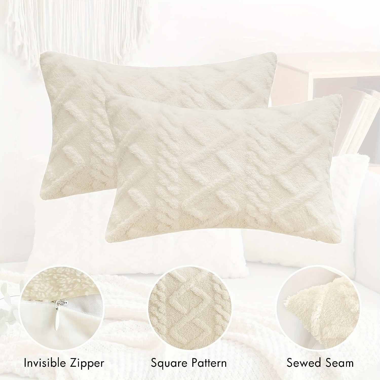 Blue and White Herringbone Throw Pillow Cover with Zipper Closure, Machine Washable Polyester