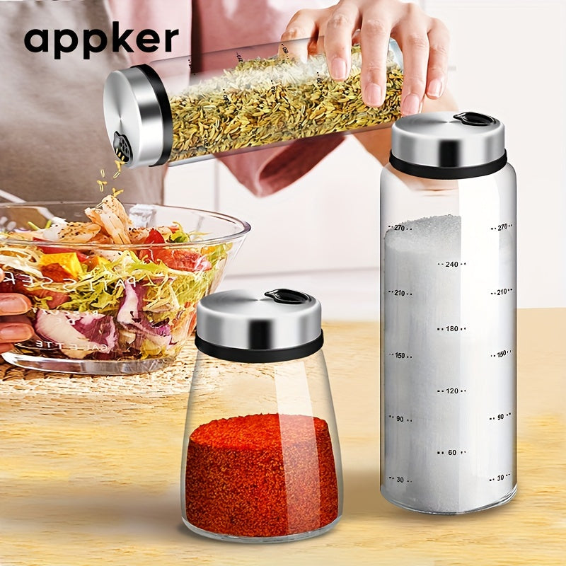 Clear Glass Spice Jars with Lids and Spoons 180ml 300ml 500ml Storage Containers