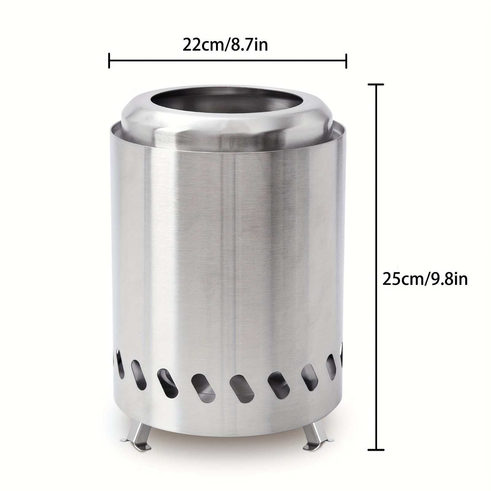 Stainless Steel Smokeless Fire Pit, 24.89cmH x 22.1cmD - Ichki va tashqi foydalanish uchun, xavfsizlik qopqog'i va sayohat sumkasi bilan. Partiyalar, yig'ilishlar va lager uchun mukammal. Bardoshli konstruktsiya bilan