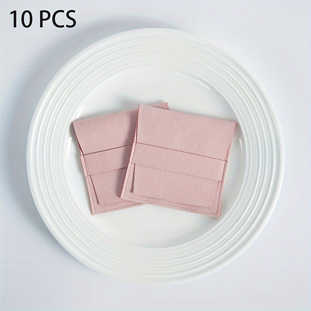 10 Pieces Suede Jewelry Pouches Dustproof Storage Bags for Rings Earrings Bracelets