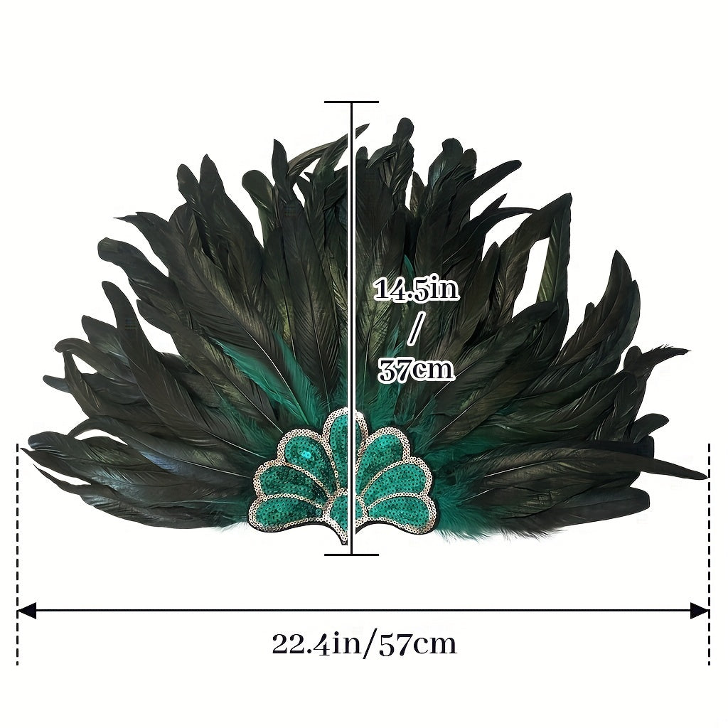 Women's Black Feather Headband 1920s Flapper Party Costume Accessory