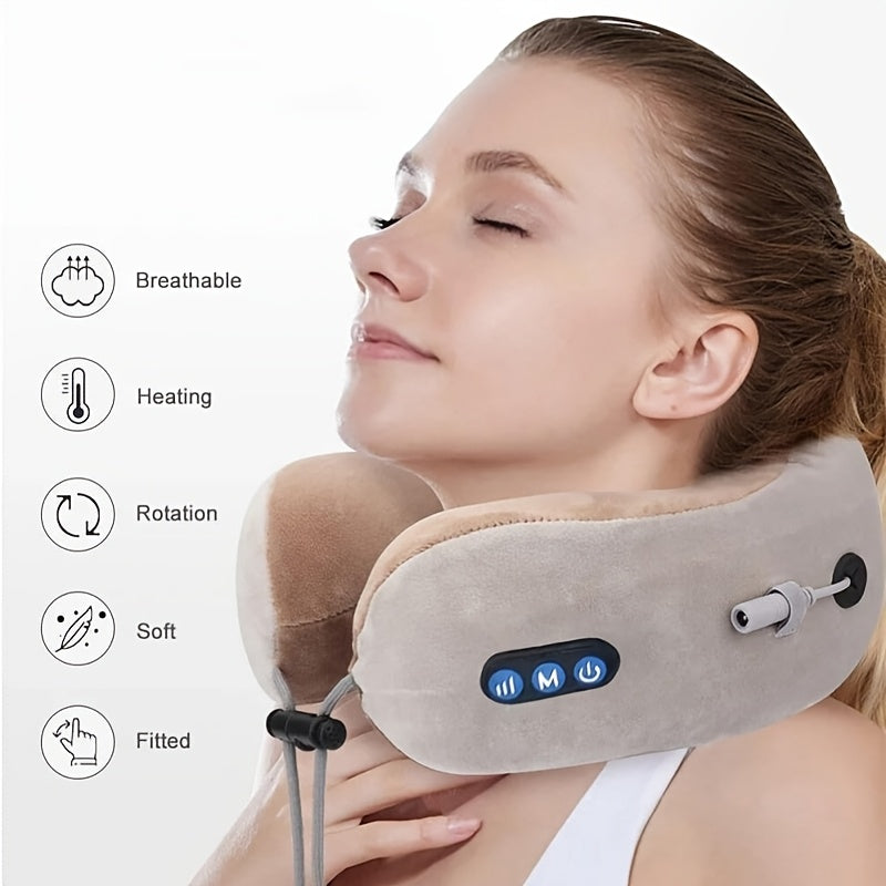 Electric Neck Massager with Heat and Memory Foam Pillow for Deep Kneading and Relaxation