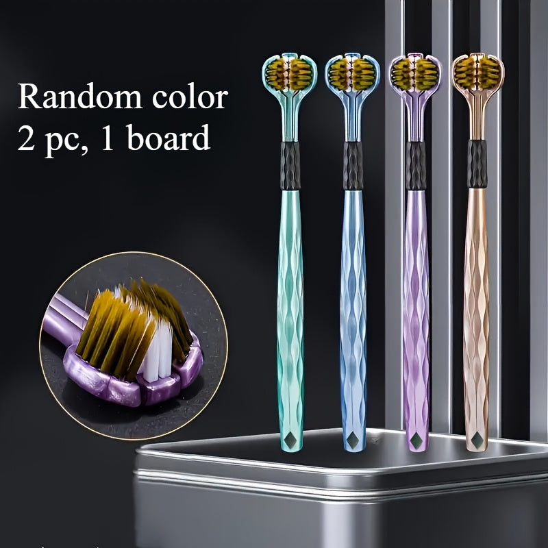 Set of 4 and 2 U-Shaped Toothbrushes for Adults Soft Nylon Bristles Tongue and Teeth Cleaning