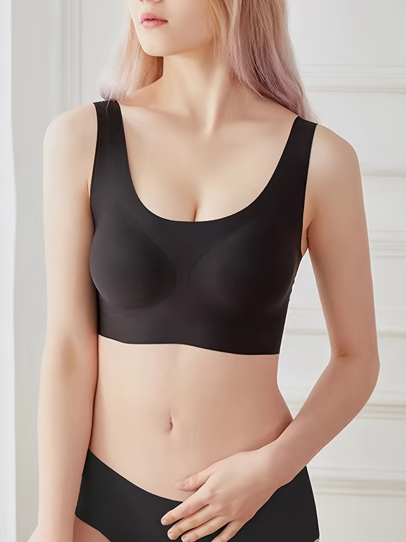 Top de tirantes deportivo sin costuras para mujer, soporte medio, transpirable, nylon spandex, almohadillas removibles