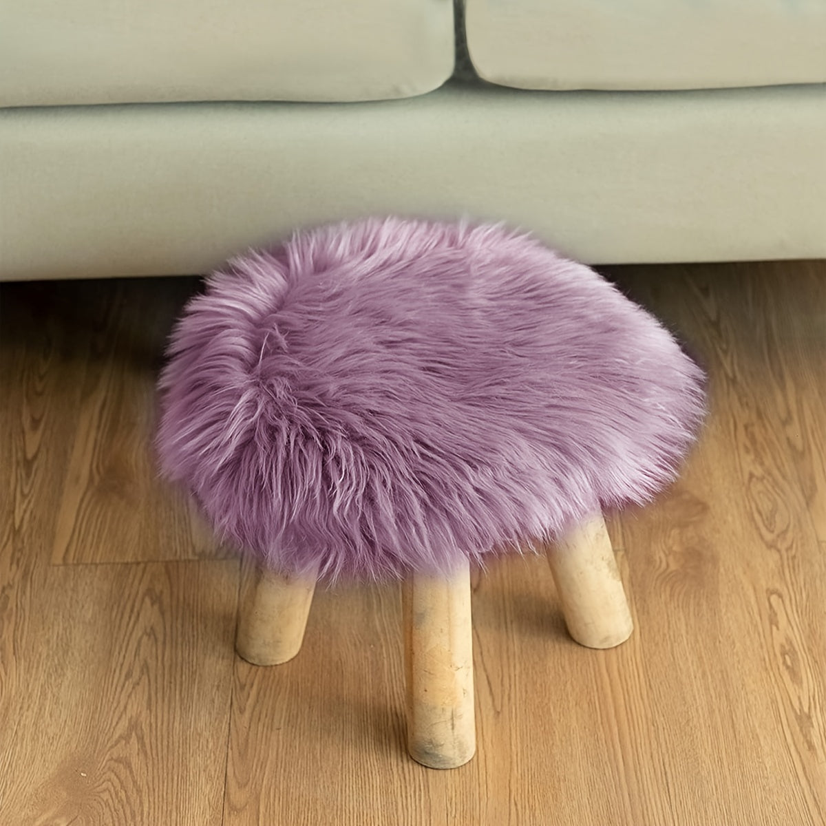 Round Plush Faux Sheepskin Rug, Machine Washable, Fluffy and Lightweight for Living Room and Bedroom